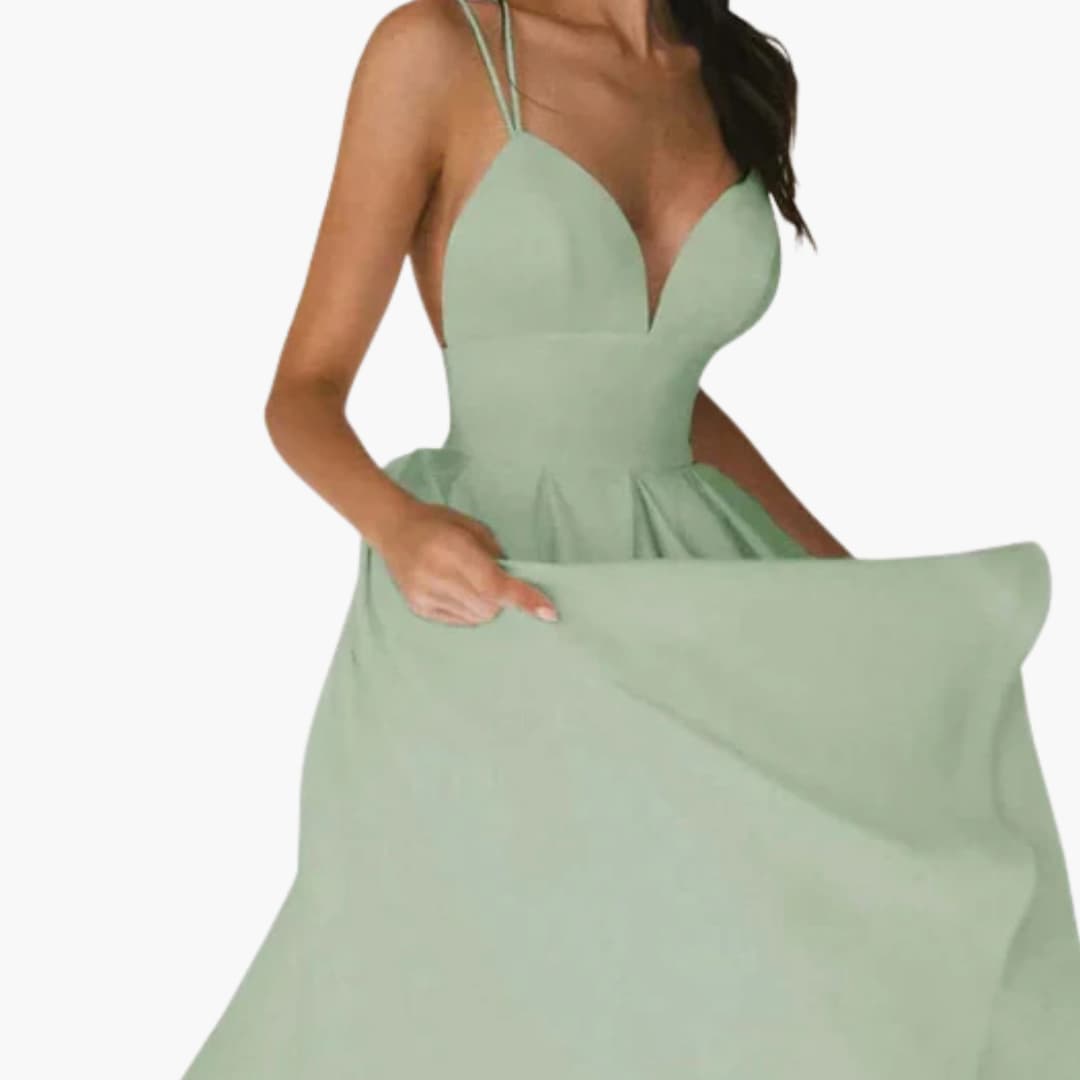 Women’s sleeveless V-neck dress with backless summer design