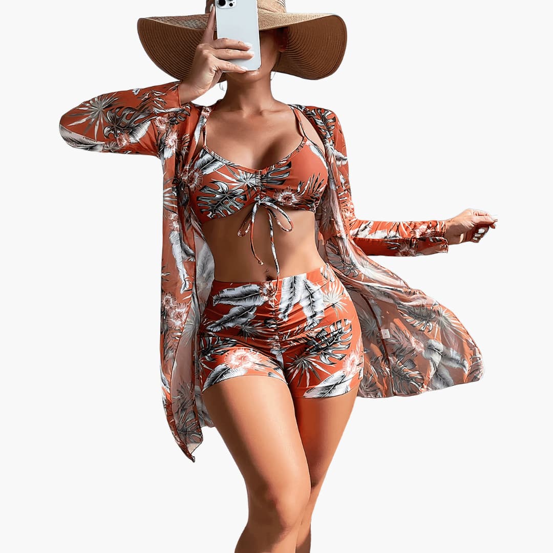 Women’s summer kimono beachwear set with long sleeves