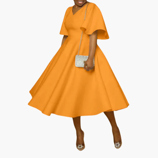 Women’s summer midi dress with pockets and short sleeves