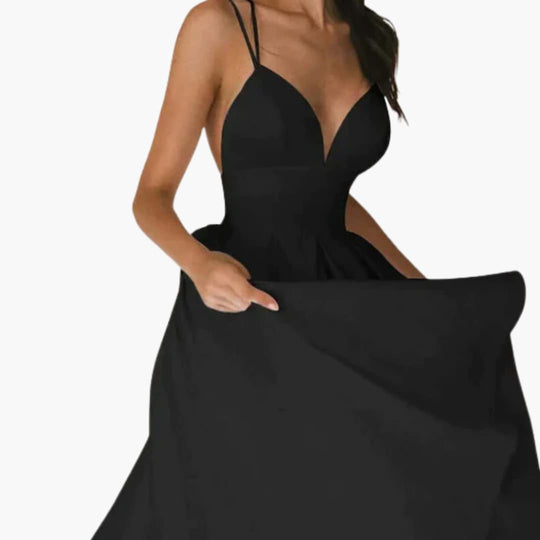 Women’s sleeveless V-neck dress with backless summer design