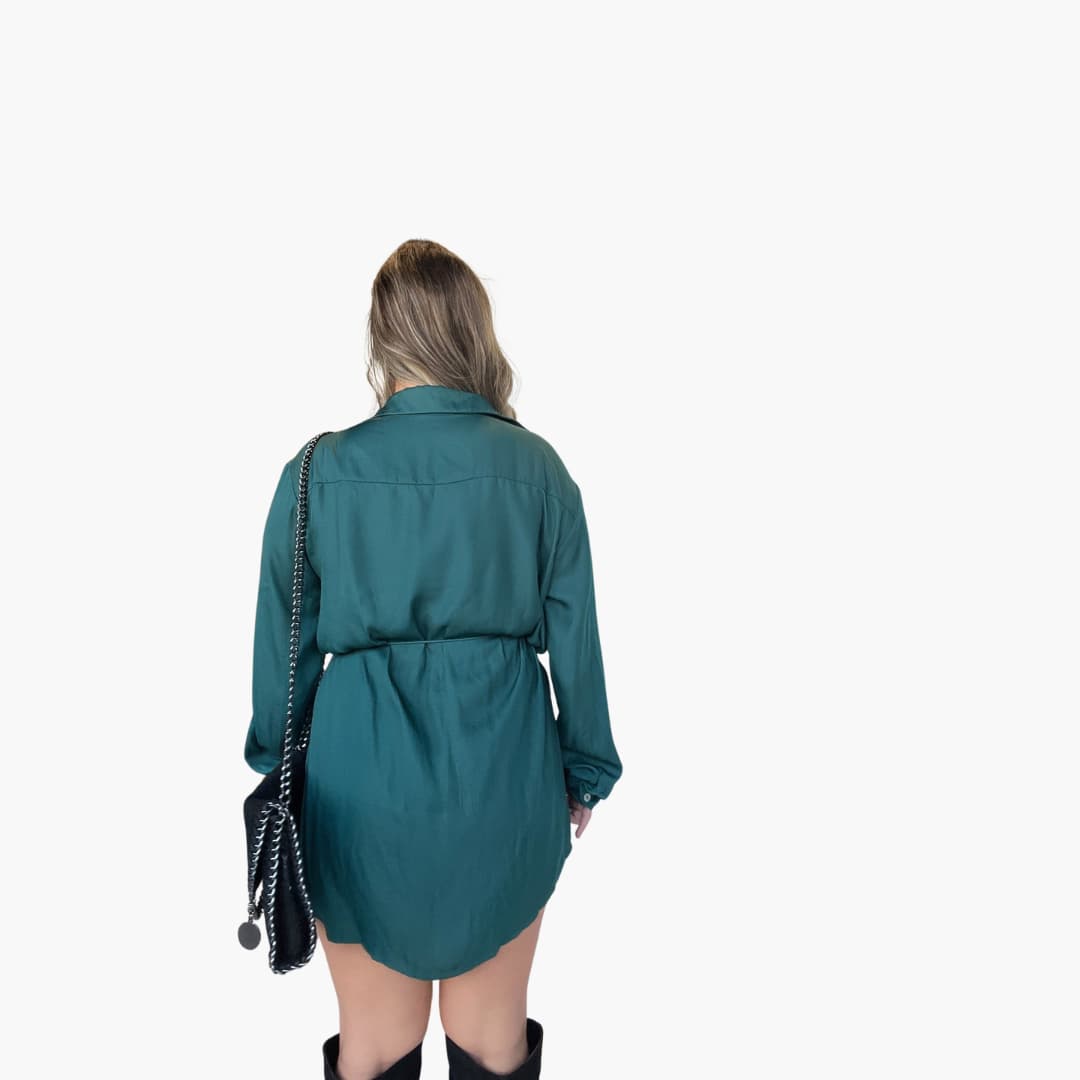 Women’s summer romper dress with long sleeves and drawstring waist