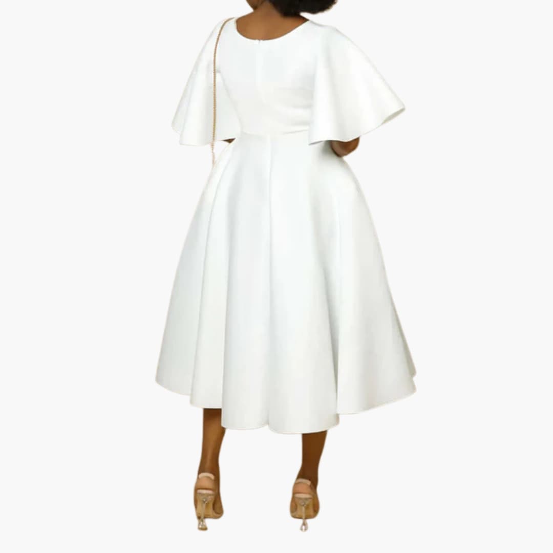 Women’s summer midi dress with pockets and short sleeves