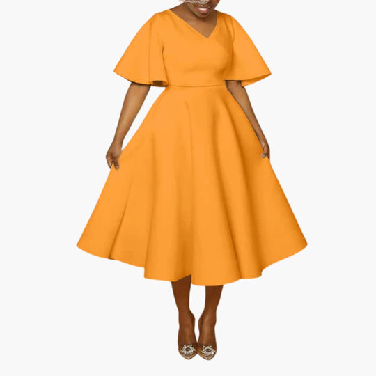 Women’s summer midi dress with pockets and short sleeves