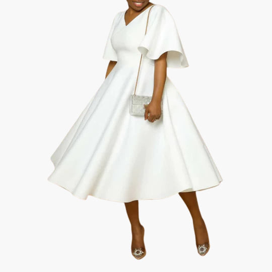 Women’s summer midi dress with pockets and short sleeves