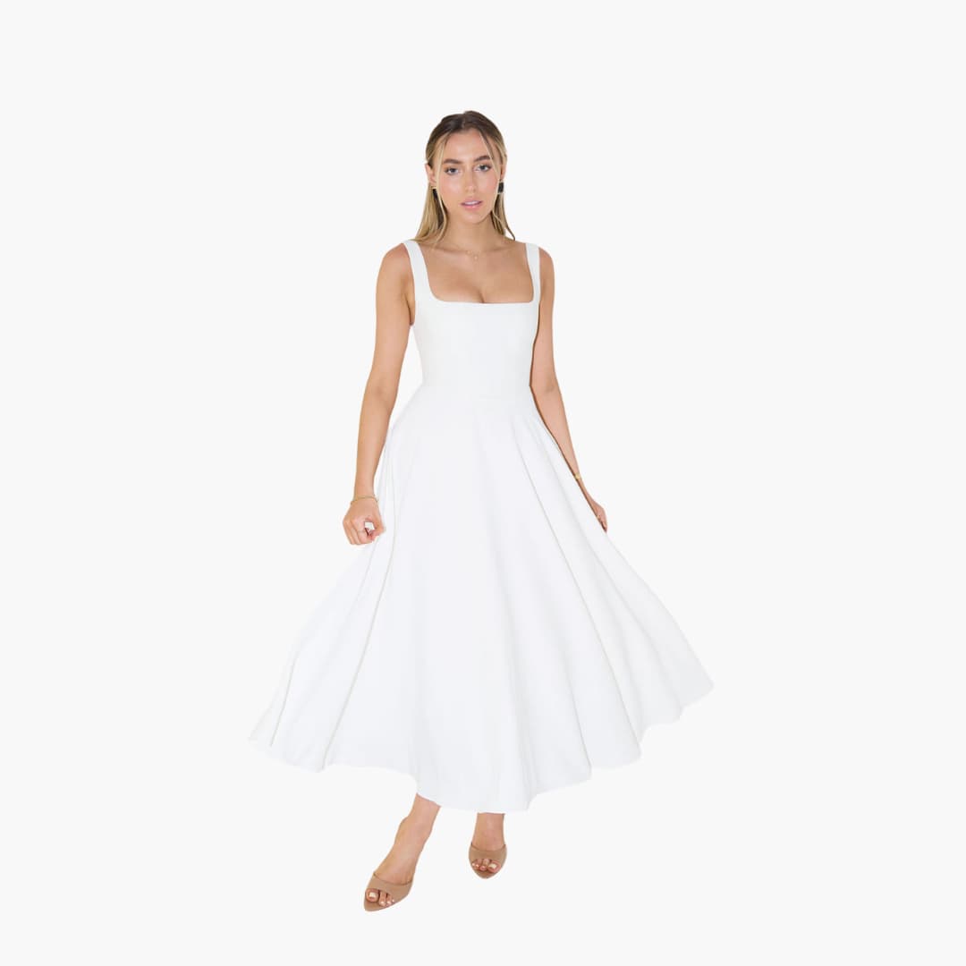 Women’s sleeveless floral summer dress with V-neck and ruffles