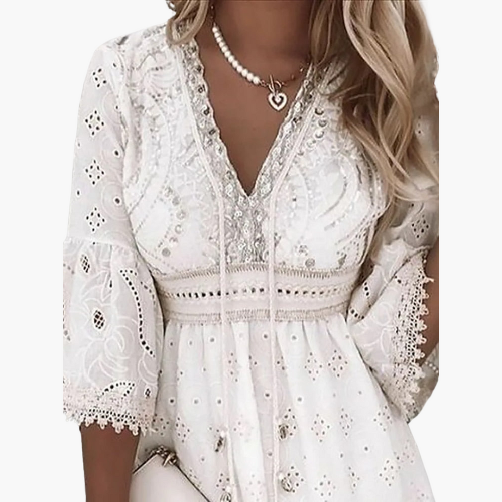 Boho Lace Mini Dress - Women’s Lightweight Summer Outfit