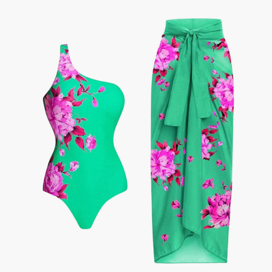 Swimsuit with Cover-Up - Women's Beachwear Set Boho Style