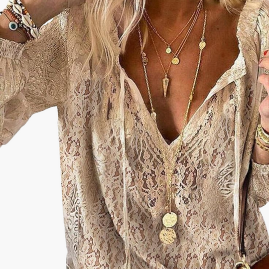 Boho Blouse for Women - Elegant Slit Neckline & Airy Style - Made by Jessica