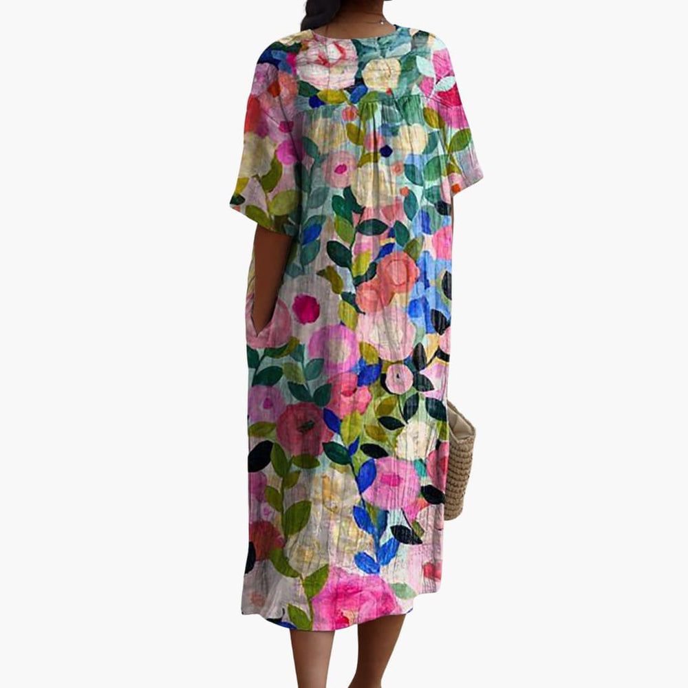 Women’s short sleeve midi dress for spring summer wear