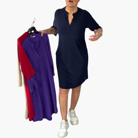 Zip-Front Mini Dress for Women - Chic Casual Everyday Look