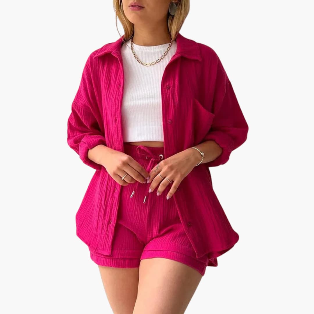 2-Piece Set for Women - Relaxed Fit Shirt and Shorts - Made by Jessica