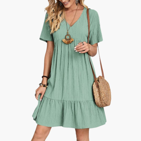 Women’s short sleeve summer dress with ruffled hemline