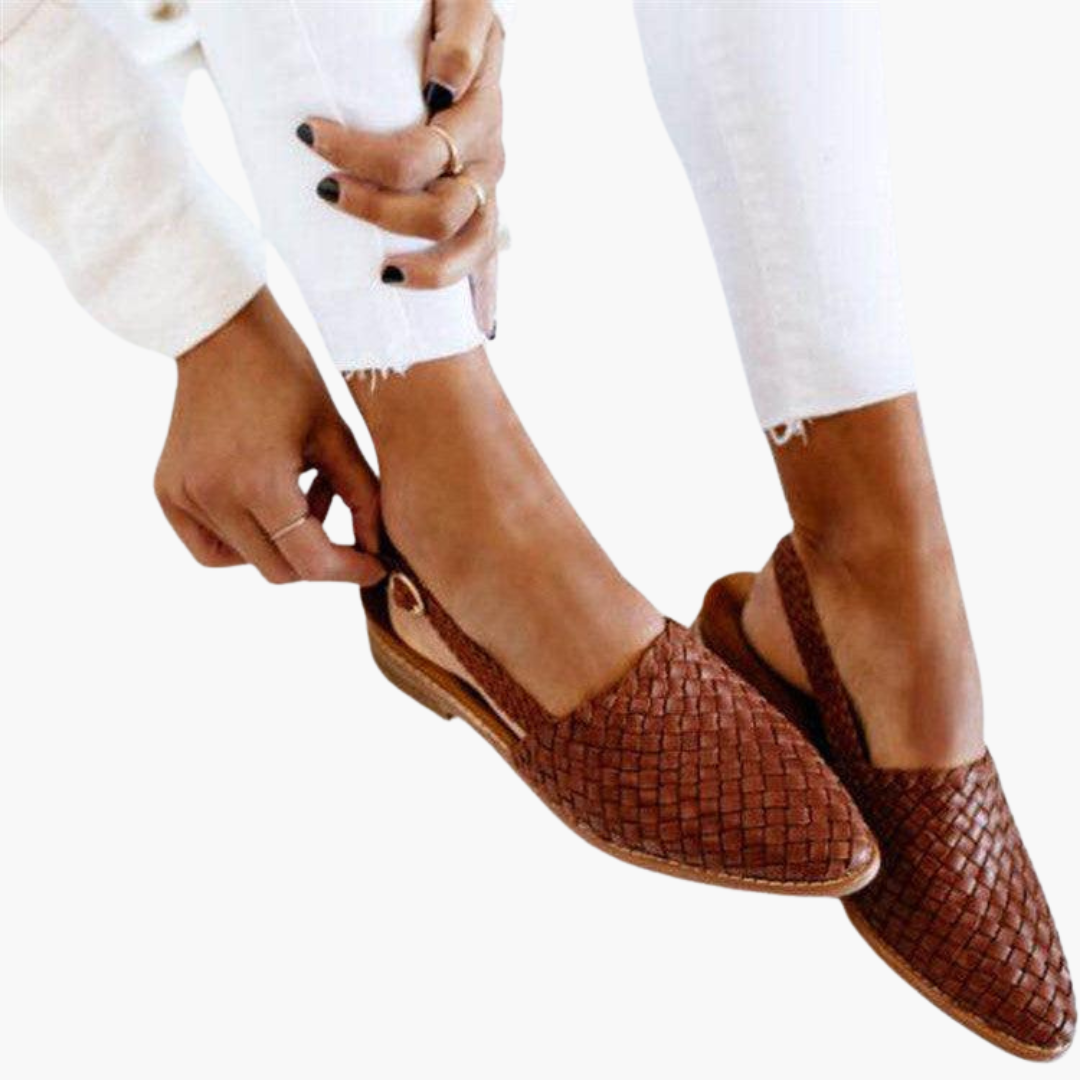 Braided Leather Slingbacks for Women - Flat Summer Shoes - Made by Jessica
