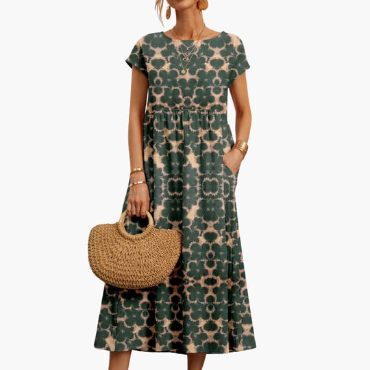 Boho Midi Dress - Relaxed Fit Lightweight Summer Dress for Women