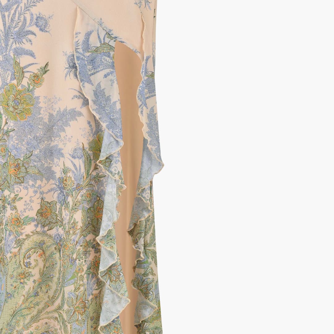 Women’s strapless floral maxi dress with high slit hemline