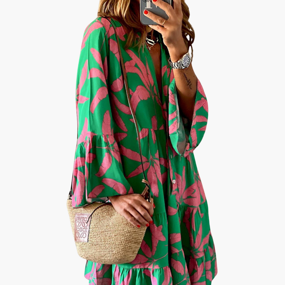 Boho Mini Dress - Women's Flowy Fit for Summer Elegance