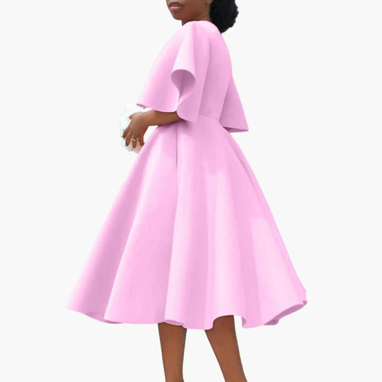 Women’s summer midi dress with pockets and short sleeves