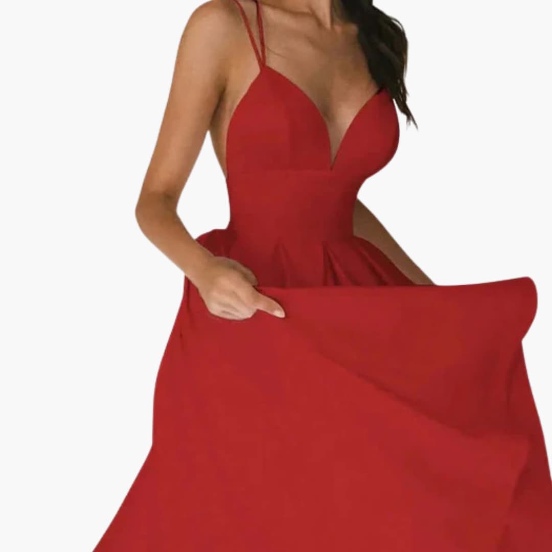 Women’s sleeveless V-neck dress with backless summer design