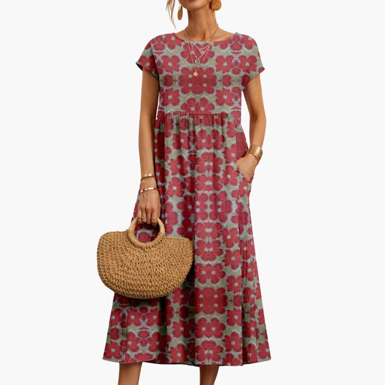 Boho Midi Dress - Relaxed Fit Lightweight Summer Dress for Women