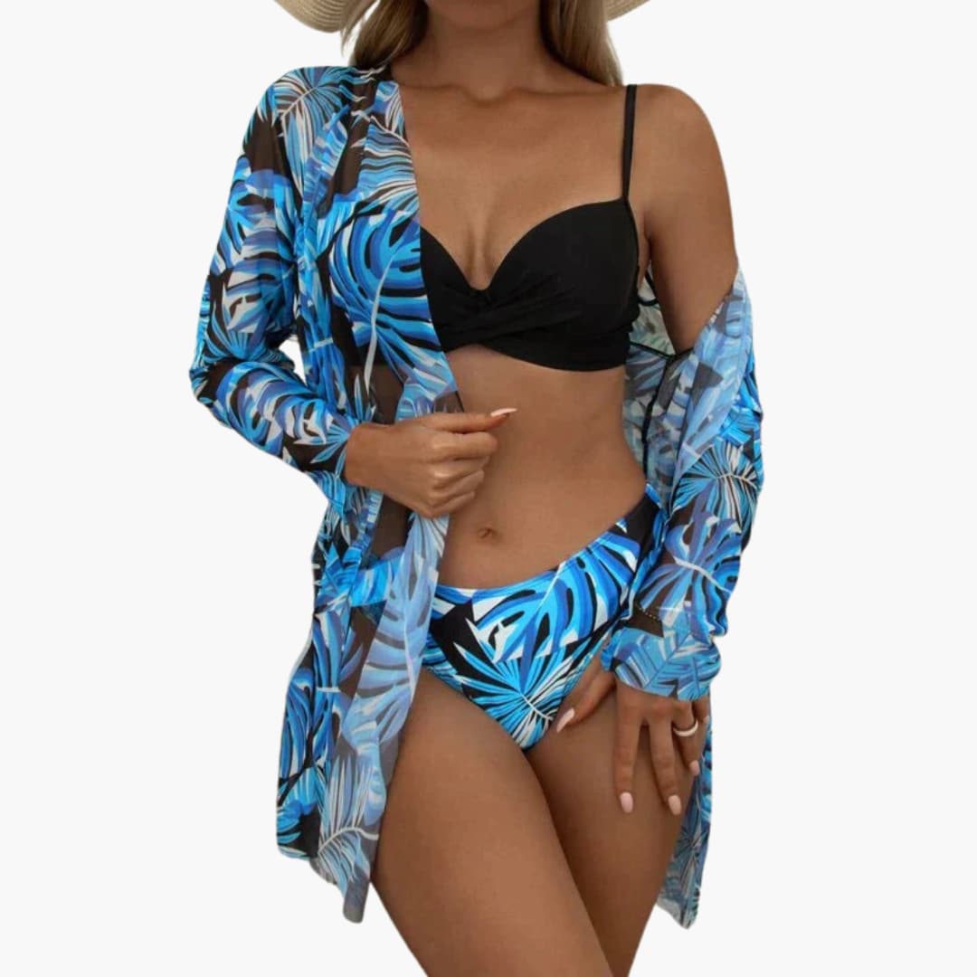 3-piece bikini set - for women with sarong and tummy control