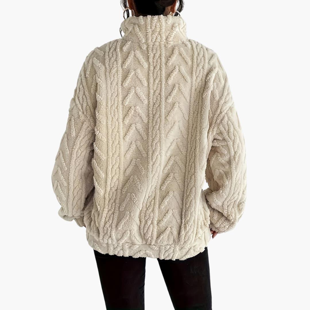 Cable-Knit Fleece Pullover - Women's Cozy Long Sleeve Top - Made by Jessica