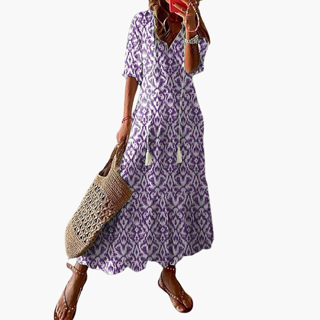 Boho Maxi Dress - Women's Flowy Fit for Summer Comfort
