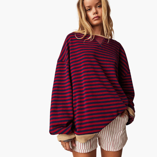 Loose Striped Knit Sweater for Women - Soft & Cozy Fit