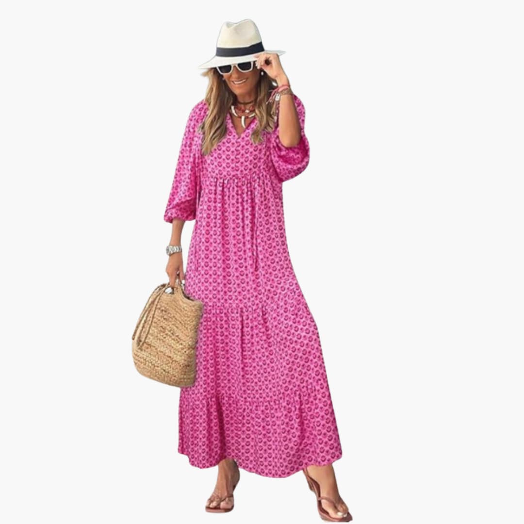 Boho Floral Wrap Maxi Dress - Women's Summer Festival Style