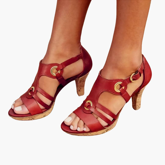 Women’s summer heeled sandals with ankle strap and open toe