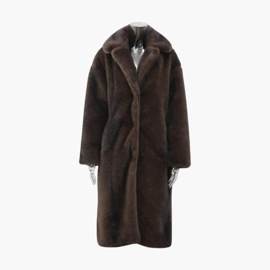 Faux Fur Winter Coat – Women's Elegant Longline Jacket