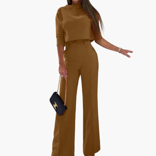 Women’s two-piece set with cropped top and wide-leg trousers