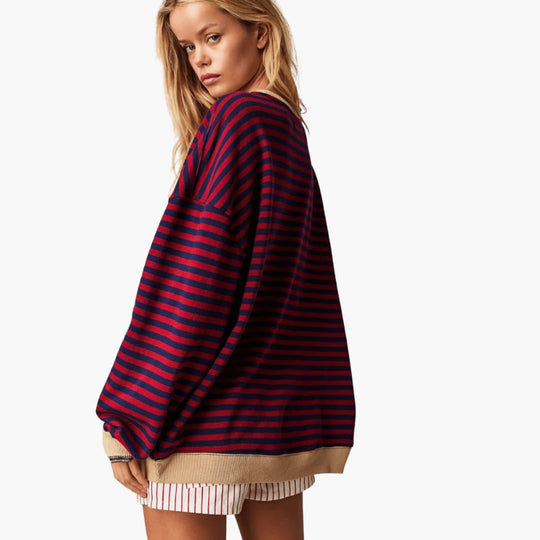 Loose Striped Knit Sweater for Women - Soft & Cozy Fit