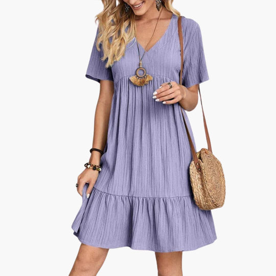 Women’s short sleeve summer dress with ruffled hemline