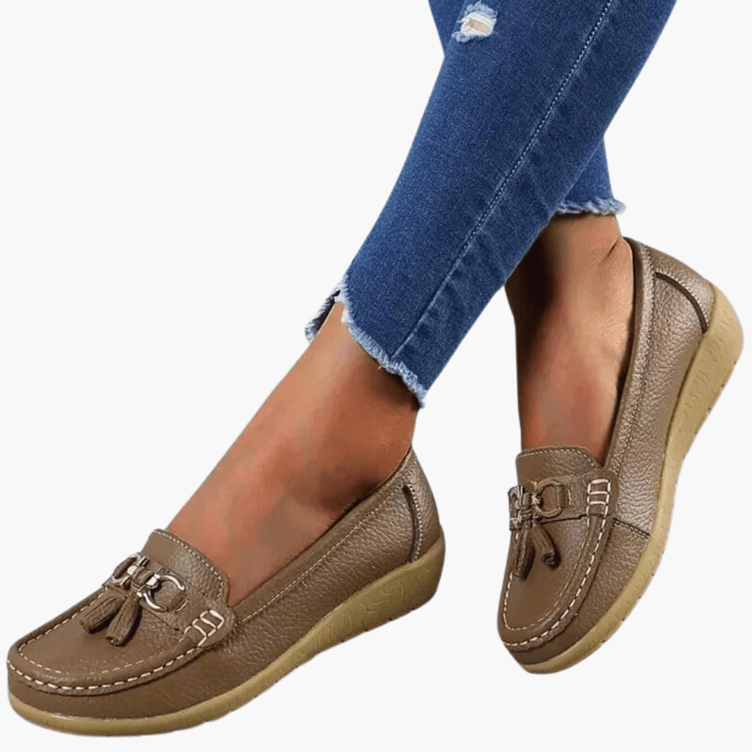 Slip-On Tassel Loafers for Women - Comfy Buckle Moccasins