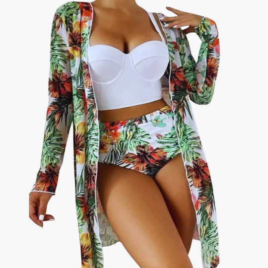 3-Piece Bikini Set - Women's Summer Swimwear with Cover-Up