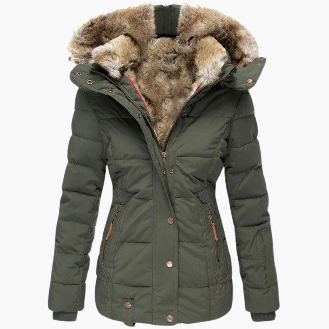Hooded Parka Coat - Women's Warm Fur-Lined Winter Jacket