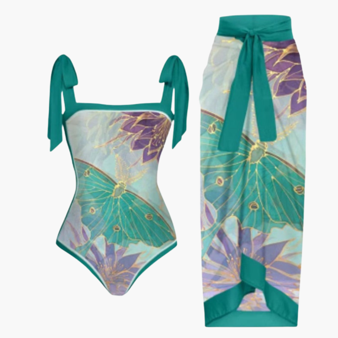 Swimsuit with Cover-Up - Women's Beachwear Set Boho Style