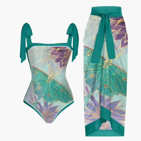 Swimsuit with Cover-Up - Women's Beachwear Set Boho Style