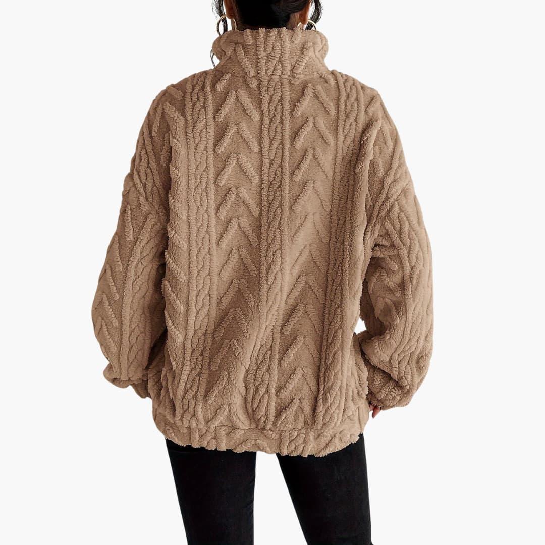 Cable-Knit Fleece Pullover - Women's Cozy Long Sleeve Top - Made by Jessica