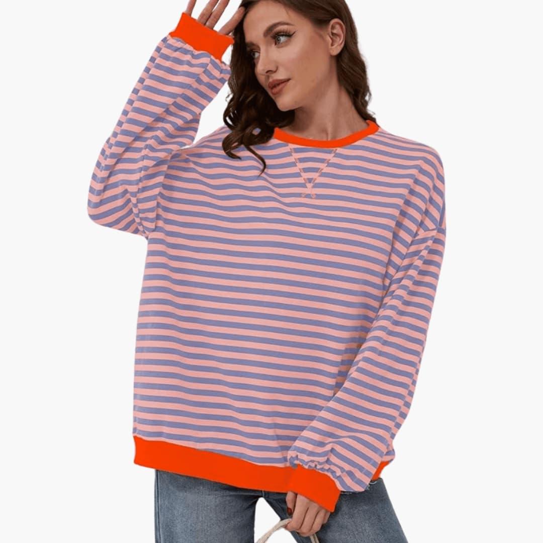 Loose Striped Knit Sweater for Women - Soft & Cozy Fit
