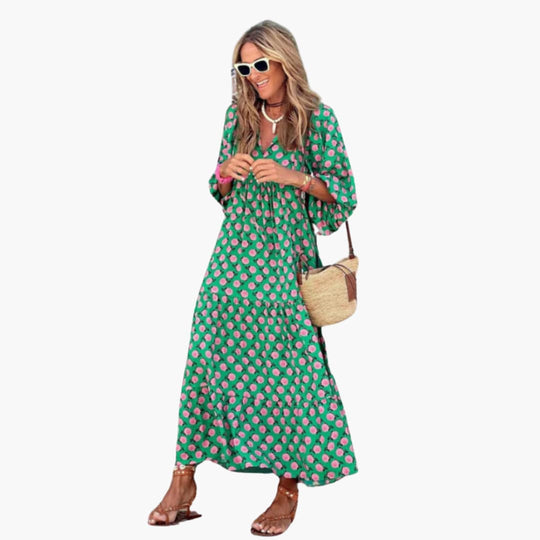 Boho Floral Wrap Maxi Dress - Women's Summer Festival Style