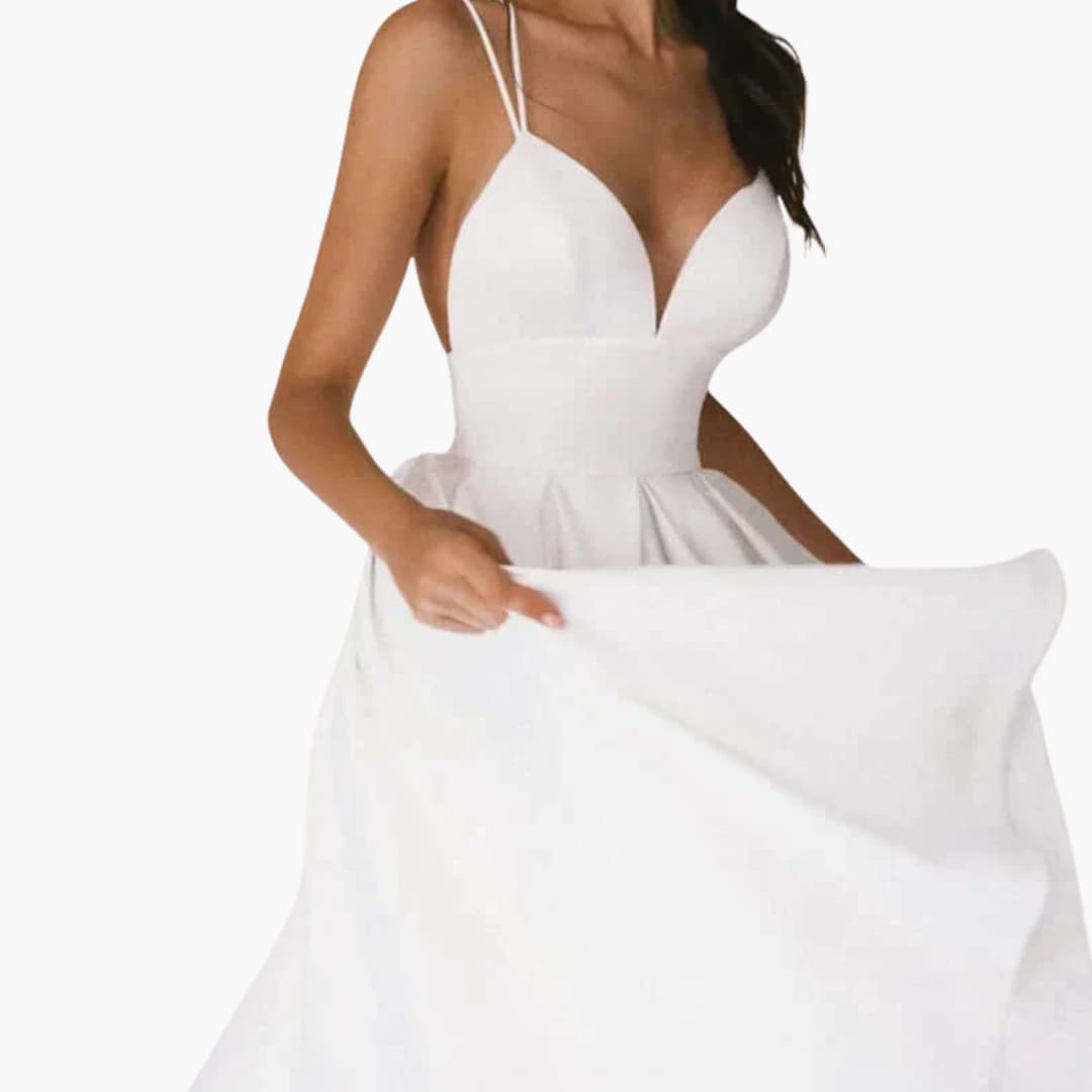 Women’s sleeveless V-neck dress with backless summer design