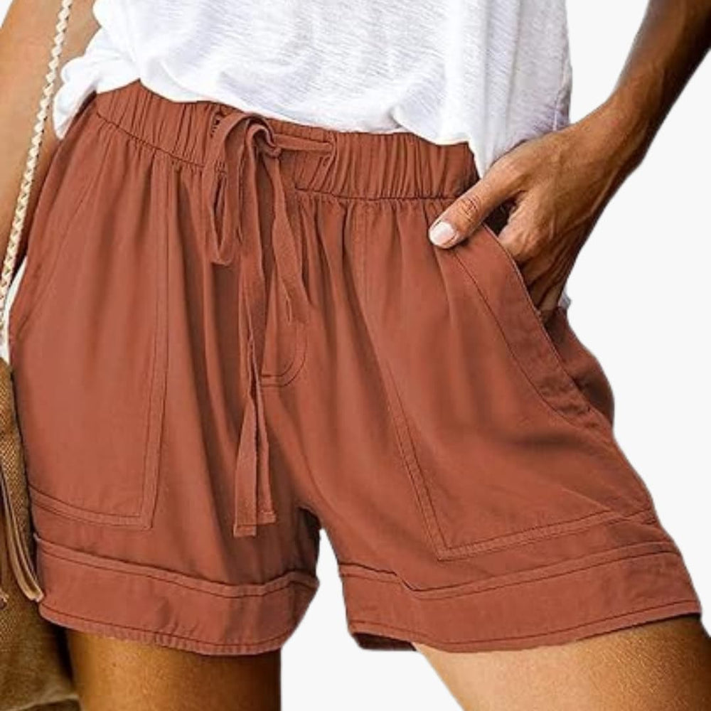 Women’s summer shorts with elastic waist and front pockets