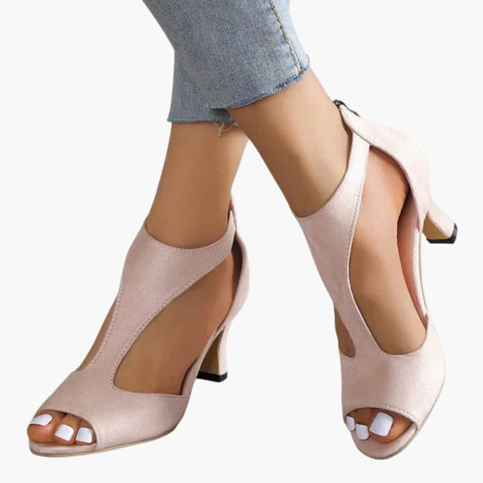 Women’s summer orthopedic heels with peep toe and back zip
