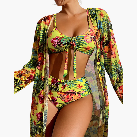 3-Piece Bikini Set - Women's Swimwear with Cover-Up Skirt