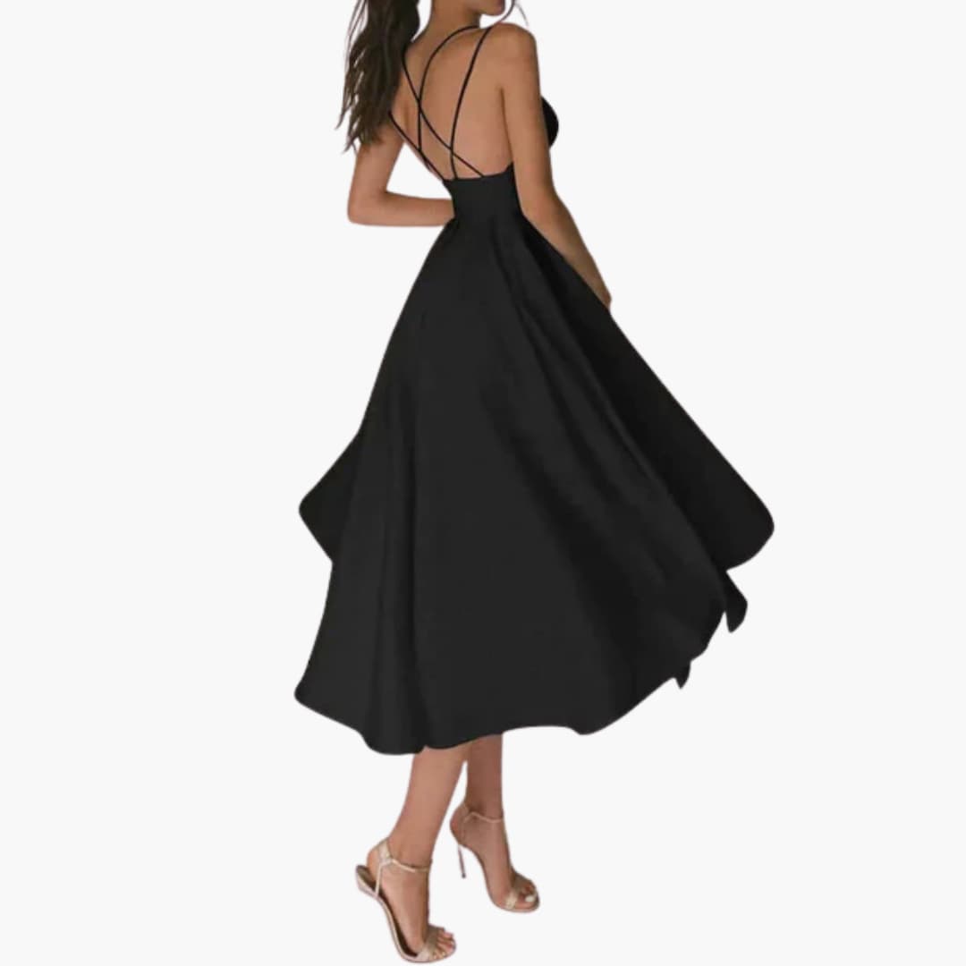 Women’s sleeveless V-neck dress with backless summer design