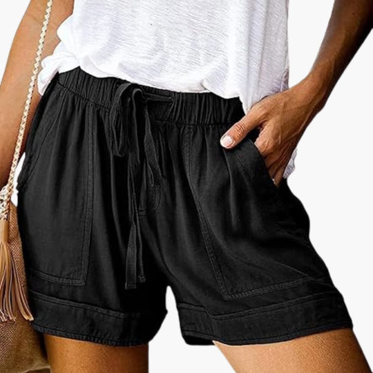 Women’s summer shorts with elastic waist and front pockets