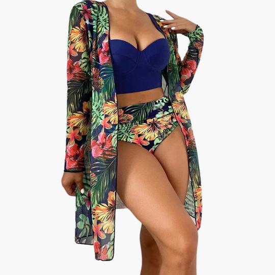 3-Piece Bikini Set - Women's Summer Swimwear with Cover-Up