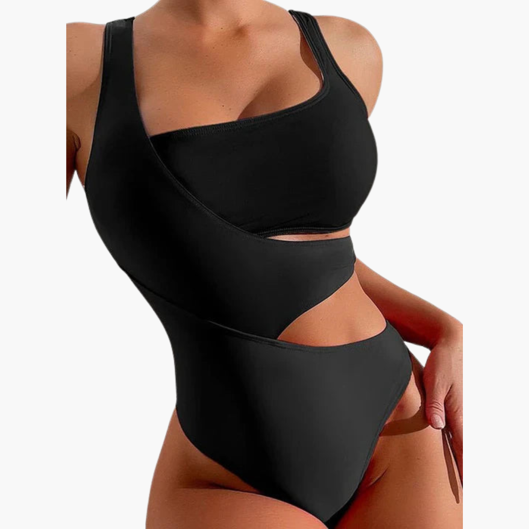 Asymmetric One Piece Swimsuit - Women’s Colour Block Style