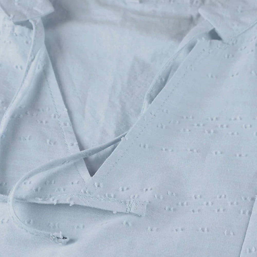 Women’s summer shirt dress with tie neck and side pockets